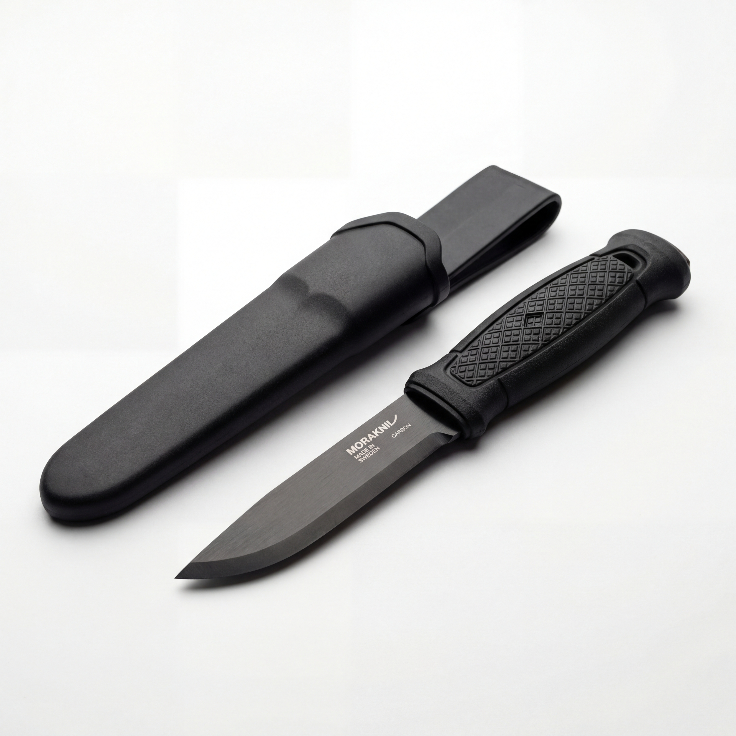 Morakniv Garberg Fixed Blade Knife 4.3 Inch Black Carbon Steel Full Tang Outd...