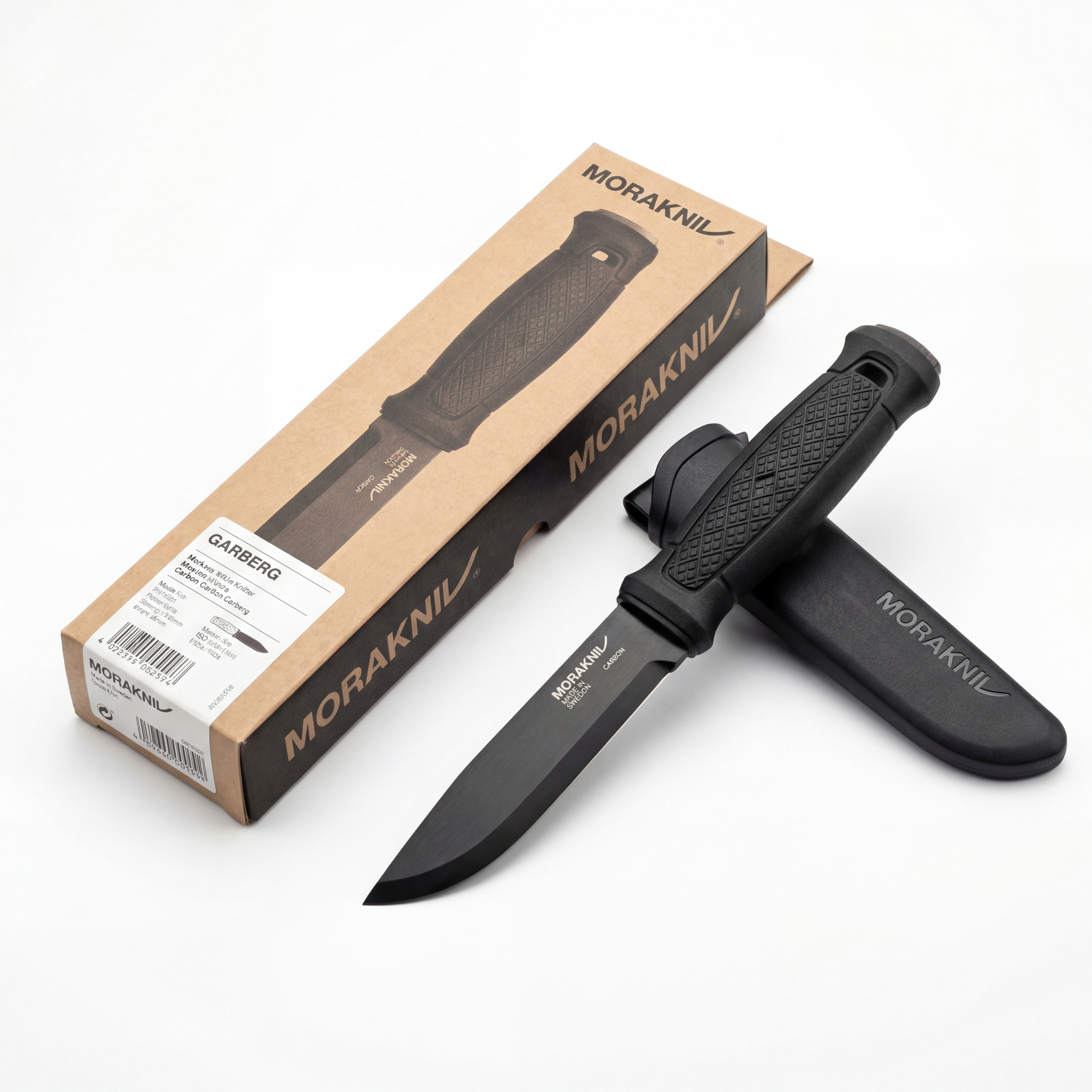 Morakniv Garberg Fixed Blade Knife 4.3 Inch Black Carbon Steel Full Tang Outd...